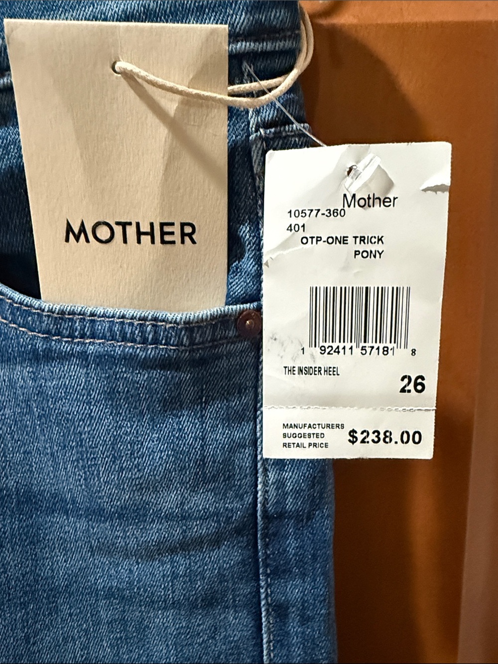 Mother The Insider Heel Mid-Rise Jeans size 26 color is One Trick Pony - Picture 3 of 3